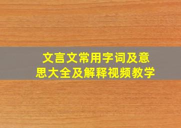 文言文常用字词及意思大全及解释视频教学