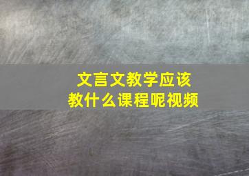 文言文教学应该教什么课程呢视频