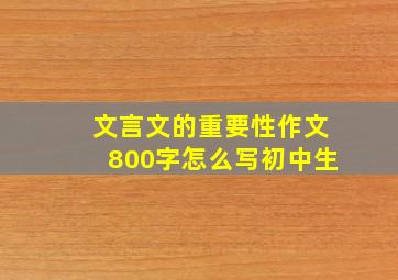 文言文的重要性作文800字怎么写初中生