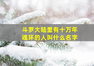 斗罗大陆里有十万年魂环的人叫什么名字