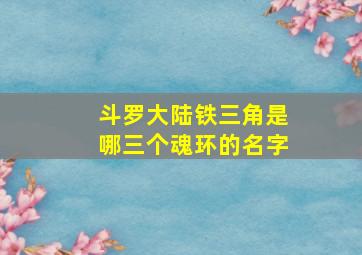 斗罗大陆铁三角是哪三个魂环的名字