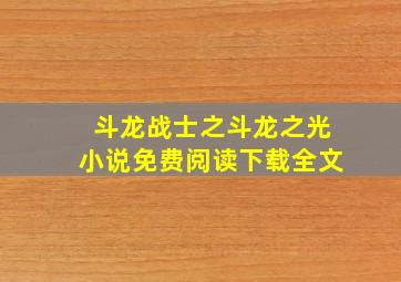 斗龙战士之斗龙之光小说免费阅读下载全文