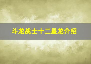 斗龙战士十二星龙介绍