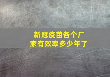 新冠疫苗各个厂家有效率多少年了