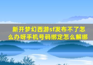 新开梦幻西游sf发布不了怎么办呀手机号码绑定怎么解绑