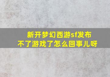 新开梦幻西游sf发布不了游戏了怎么回事儿呀