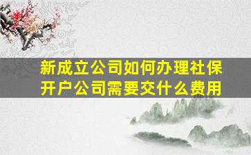 新成立公司如何办理社保开户公司需要交什么费用