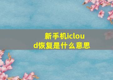 新手机icloud恢复是什么意思