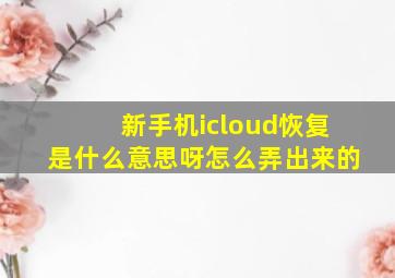 新手机icloud恢复是什么意思呀怎么弄出来的