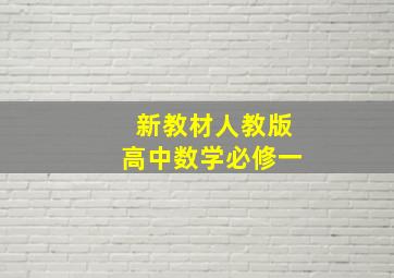 新教材人教版高中数学必修一