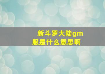 新斗罗大陆gm服是什么意思啊