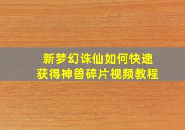 新梦幻诛仙如何快速获得神兽碎片视频教程