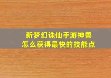 新梦幻诛仙手游神兽怎么获得最快的技能点