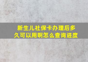 新生儿社保卡办理后多久可以用啊怎么查询进度