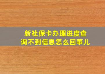 新社保卡办理进度查询不到信息怎么回事儿