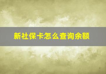 新社保卡怎么查询余额