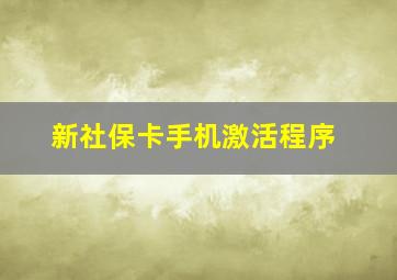 新社保卡手机激活程序