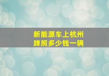 新能源车上杭州牌照多少钱一辆