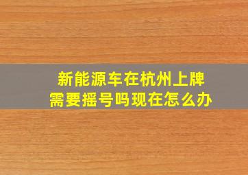 新能源车在杭州上牌需要摇号吗现在怎么办