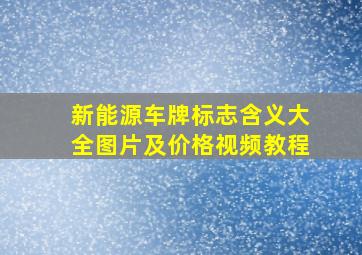 新能源车牌标志含义大全图片及价格视频教程