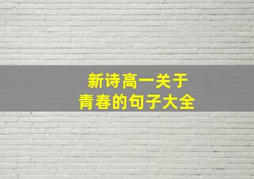 新诗高一关于青春的句子大全