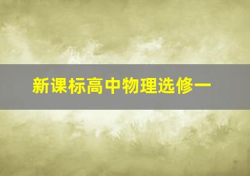 新课标高中物理选修一