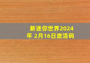 新迷你世界2024年 2月16日激活码