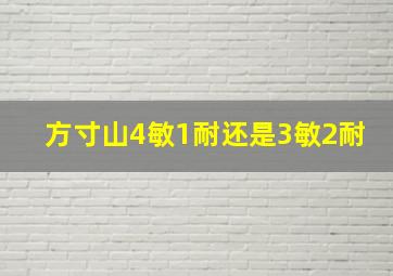 方寸山4敏1耐还是3敏2耐