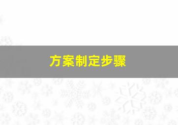 方案制定步骤