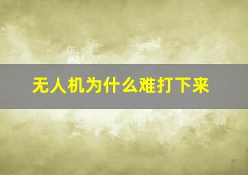 无人机为什么难打下来