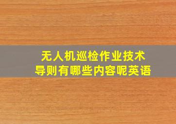 无人机巡检作业技术导则有哪些内容呢英语