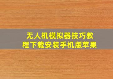 无人机模拟器技巧教程下载安装手机版苹果