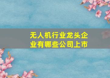 无人机行业龙头企业有哪些公司上市