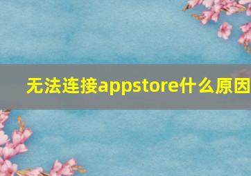 无法连接appstore什么原因