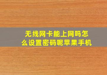 无线网卡能上网吗怎么设置密码呢苹果手机