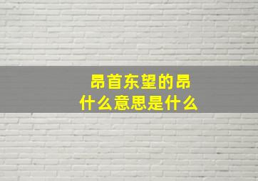 昂首东望的昂什么意思是什么