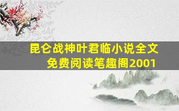 昆仑战神叶君临小说全文免费阅读笔趣阁2001