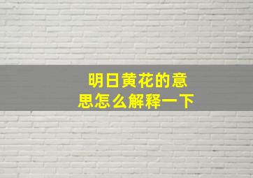 明日黄花的意思怎么解释一下