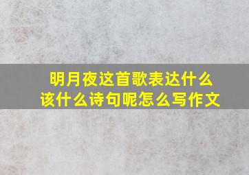 明月夜这首歌表达什么该什么诗句呢怎么写作文