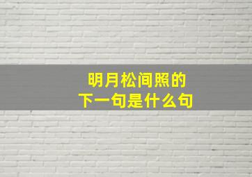 明月松间照的下一句是什么句