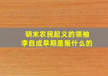 明末农民起义的领袖李自成早期是贩什么的