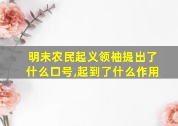 明末农民起义领袖提出了什么口号,起到了什么作用