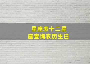 星座表十二星座查询农历生日