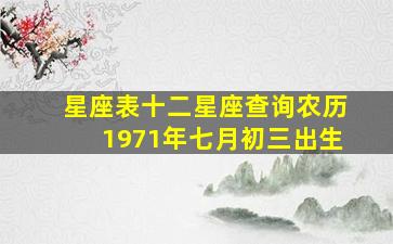 星座表十二星座查询农历1971年七月初三出生