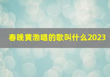 春晚黄渤唱的歌叫什么2023