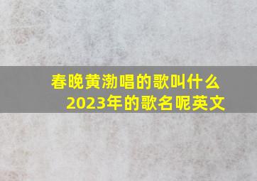 春晚黄渤唱的歌叫什么2023年的歌名呢英文