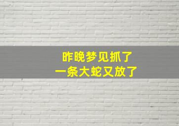 昨晚梦见抓了一条大蛇又放了