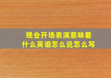 晚会开场表演意味着什么英语怎么说怎么写