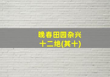 晚春田园杂兴十二绝(其十)