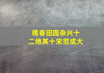 晚春田园杂兴十二绝其十宋范成大